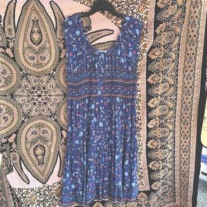 Blue Floral Flowy Viscose Dress Plus Size